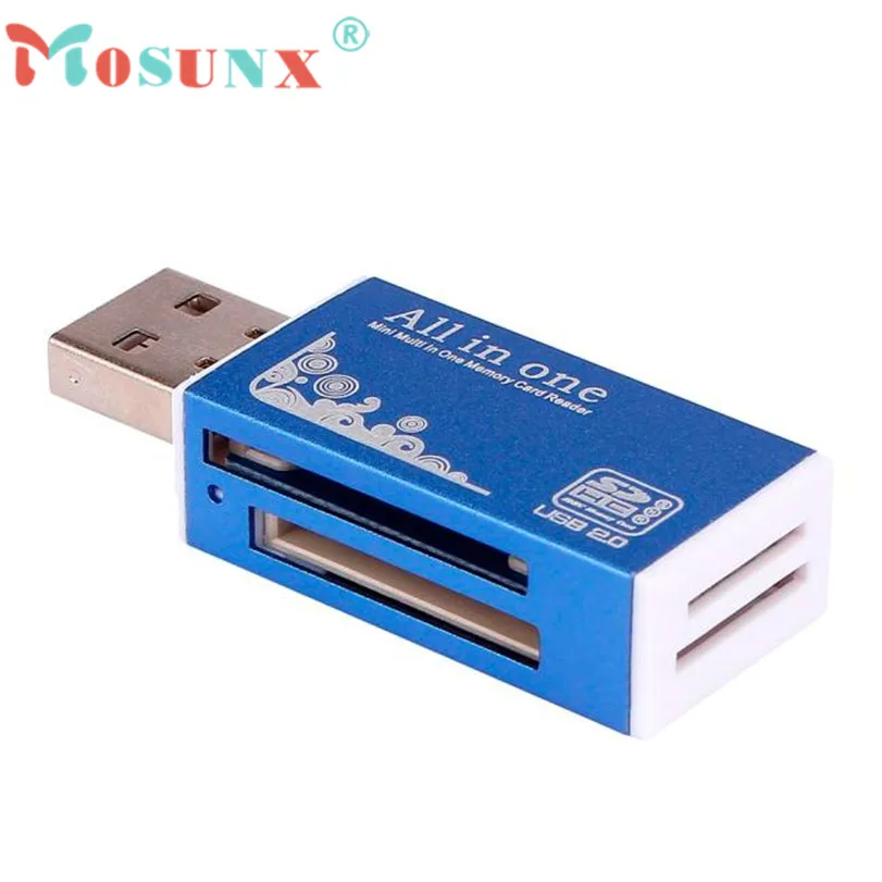 Горячая Mosunx кард-ридер крошечный синий USB 2,0 все в 1 мульти карта памяти ридер адаптер для Micro SD SDHC TF M2 MMC подарки 1 шт