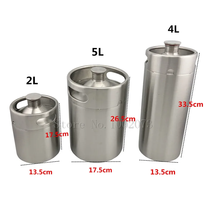 5L4L2L Stainless Steel  Mini Keg Beer Growler Portable Beer Bottle Home Brew Beer Making Bar Accessories Tool (8)