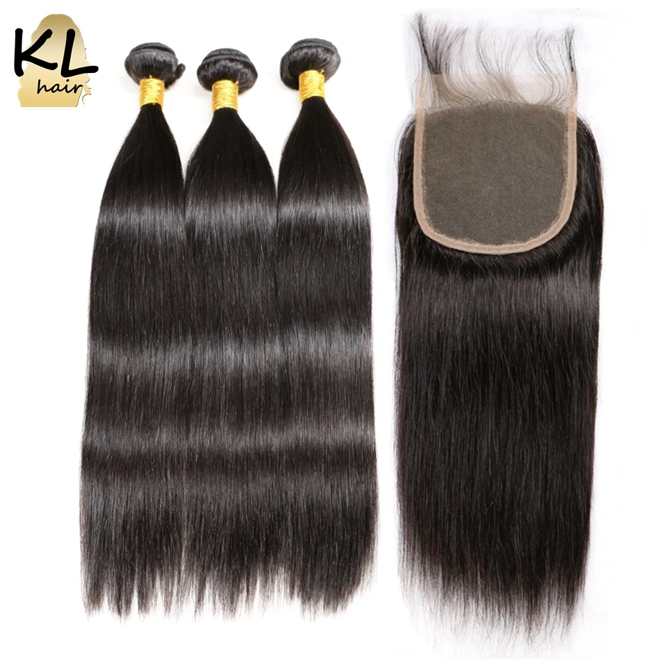 KL Hair Straight 5x5 Lace Closure With Bundles Brazilian Remy Hair