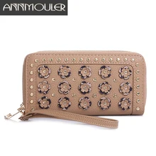 Annmouler женский дизайнерский кошелек для мелочи из искусственной кожи Высокое качество клатч двойная молния запястье сумка большая емкость держатель для карт