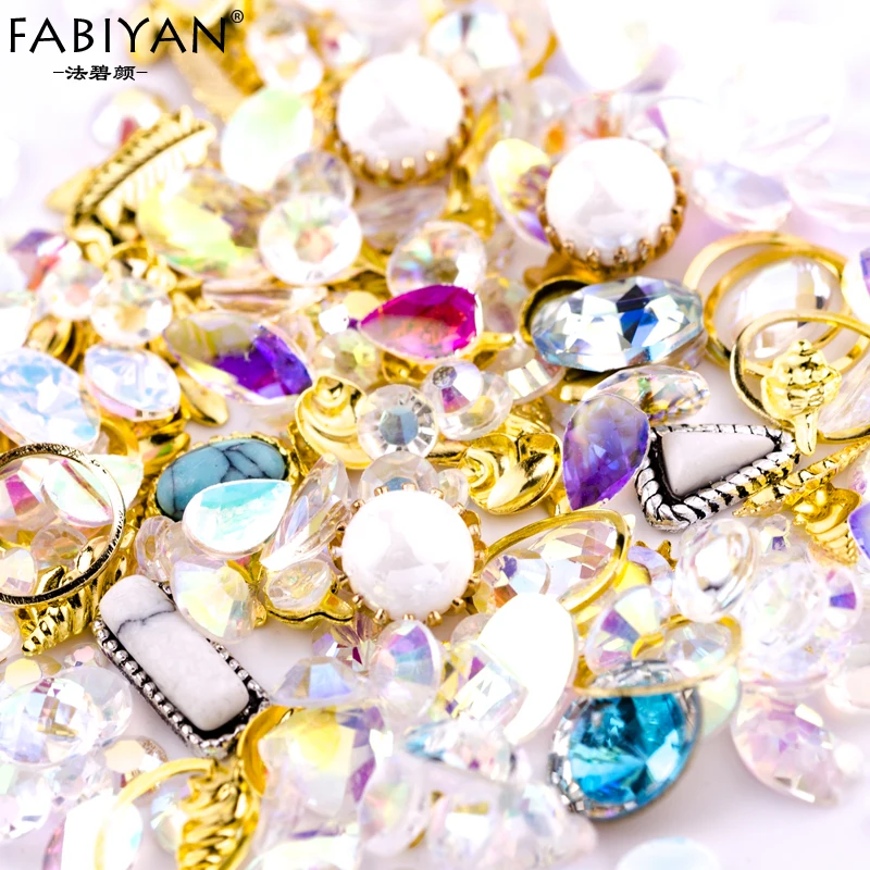 

1PC Decoration Crystal Jewelry Rhinestone Pearl AB Color Acrylic Metal Accessories DIY Design Gem 3D Tips Manicure Tool Nail Art