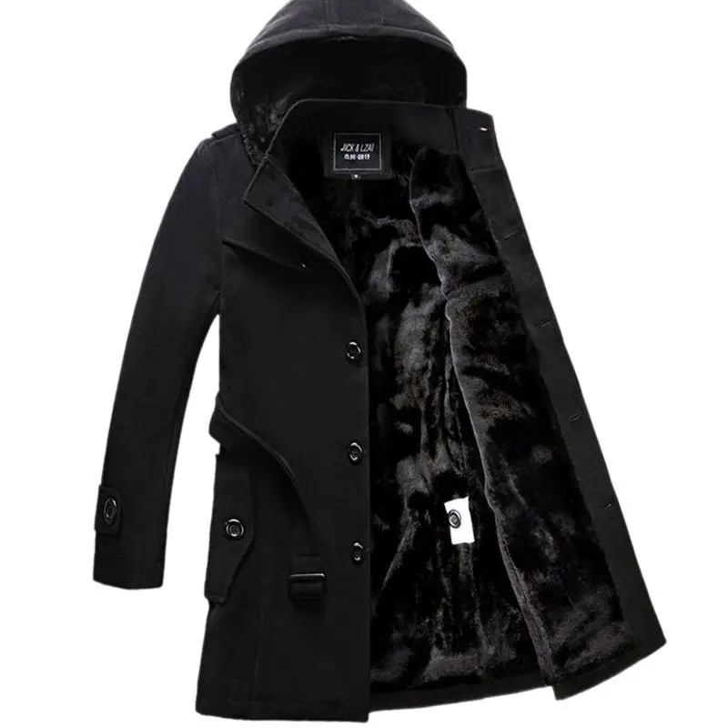 Новое поступление, зимнее мужское красивое пальто с пушистым утеплителем, мужское молодежное толстое пальто, модное пальто размера плюс M L XL 2XL 3XL 4XL - Цвет: black