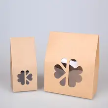 20pcs/lot- big small size Stand up kraft paper gift box with clear window Cookies Candy storage box DIY Baking packaging