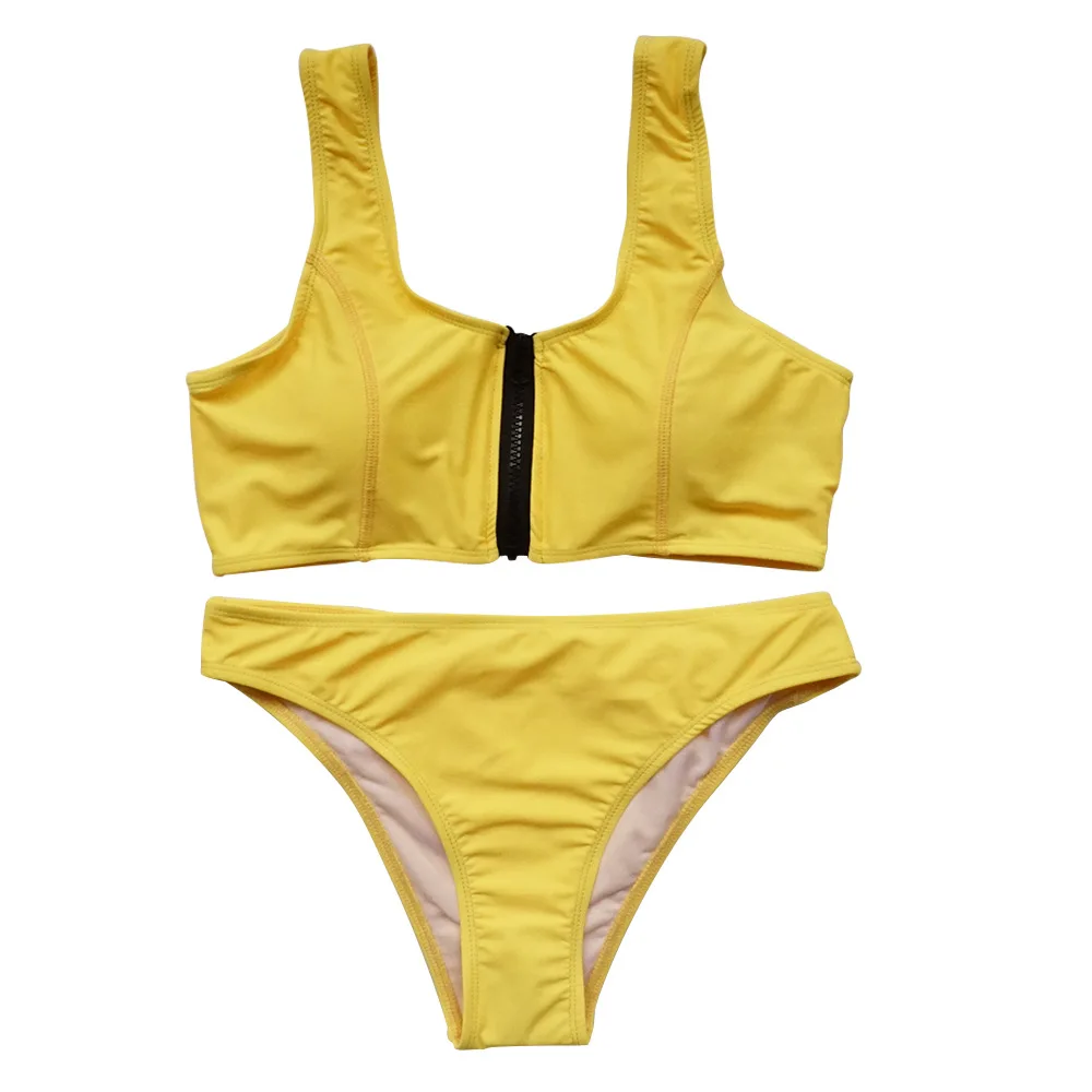 2018 Europe and Americabikini Amazonwish New models are on sale Front zipper swimsuit two-piece suit Shu Brocade Explosion