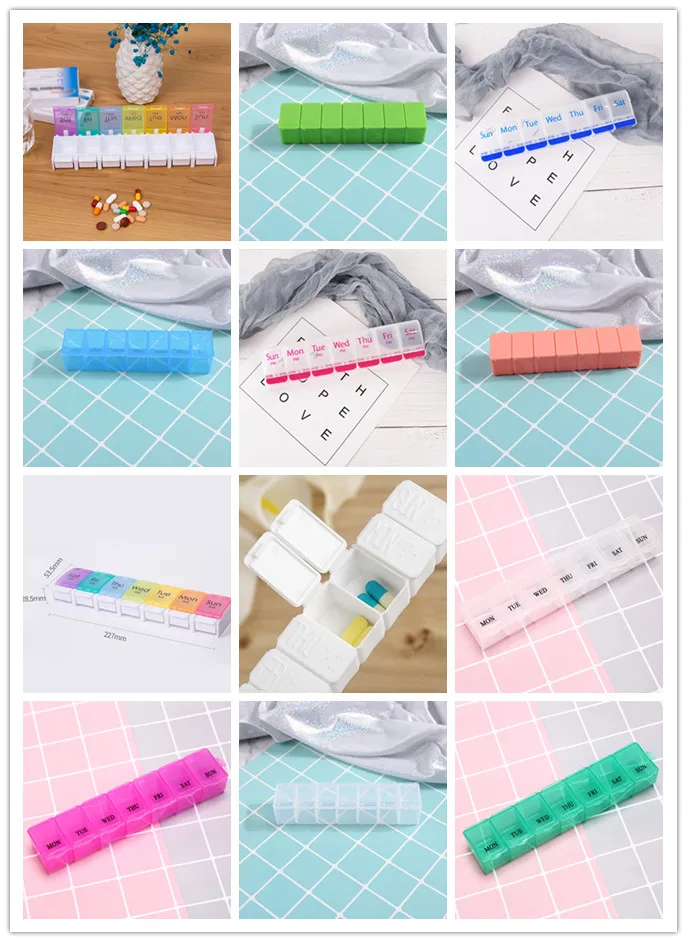 1PC 7 Days Weekly Tablet Pill Medicine Box Holder Storage Organizer Container Case Pill Box Splitters Multi Styles