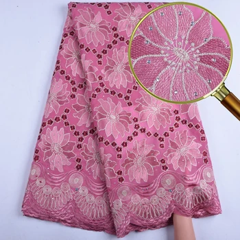 

2019 Pink Swiss Voile Lace In Switzerland High Quality African Dry Cotton Voile Lace Fabric For Wedding Party Dresses 1558B