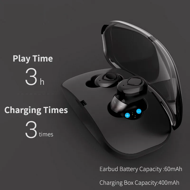 TCunPT TWS Wireless Earphone 3D Stereo Bluetooth Earphone Hands-free Smart Noise Reduction Bluetooth Headset with Charger Box