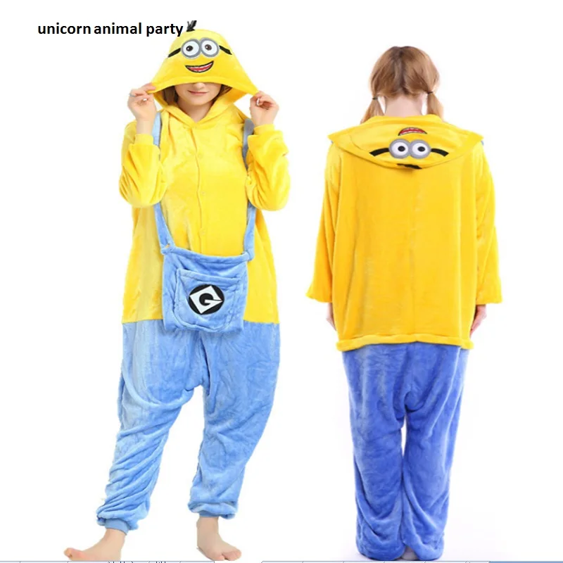 

Cute cartoon Adult Despicable Me Minions Onesies Pajamas Unisex Pyjamas Cosplay Costume Animal Sleepwear Halloween Kigurums