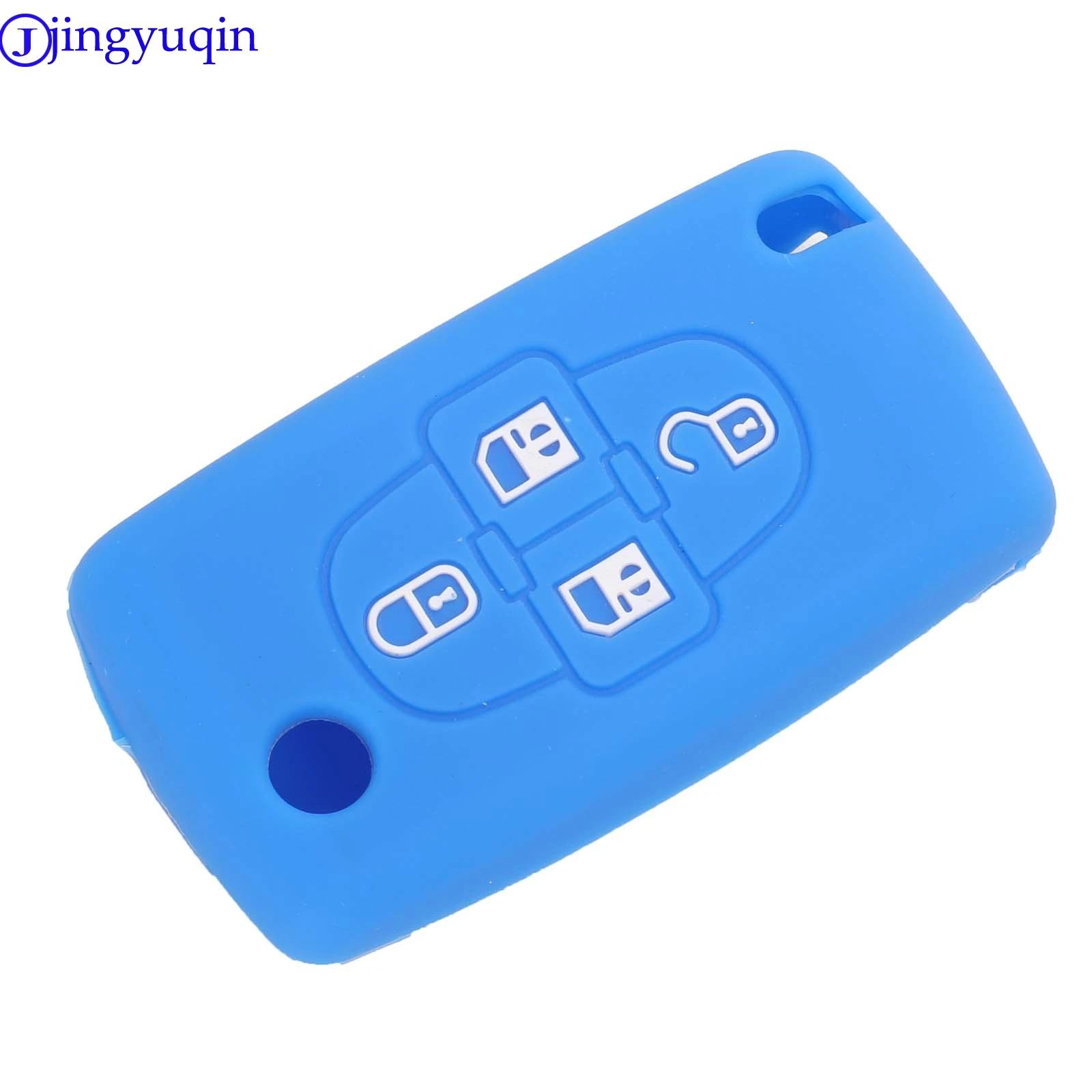 Jingyuqin Remote Key Silicone Cover Case Auto Key Voor Peugeot 1007 807 Voor Citroen C8 4 Knoppen Folding Flid