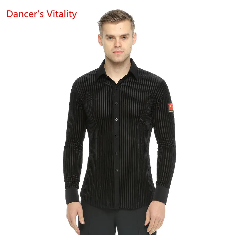 

Men's Long Sleeve Stripe Shirt Ballroom Dance tops Latin/Waltz Dance Costume Leotard Dance Stage Performance/Practice Wear