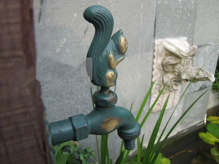 Наружный декоративный садовый кран в форме животного бибкок античная латунь белка кран для швабра/сад полив смеситель в форме животных