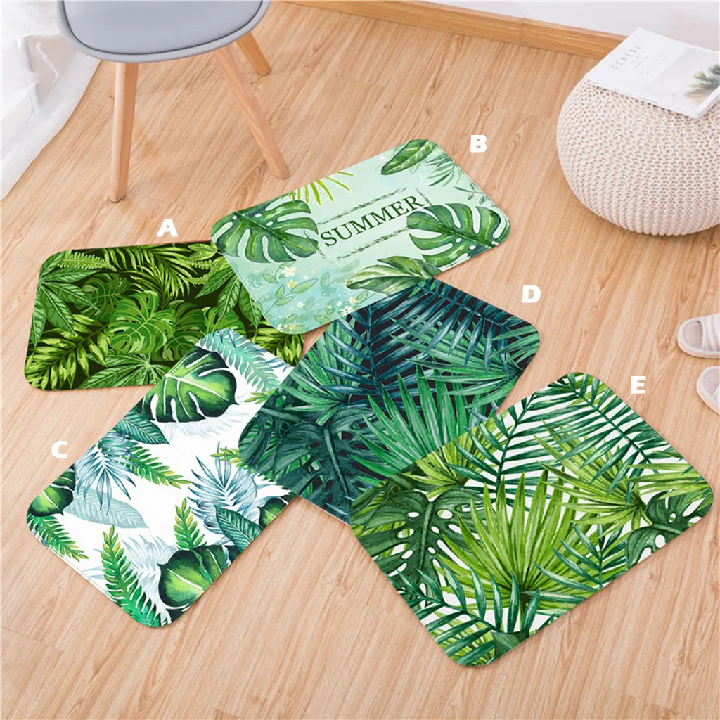 

Tropical Plant leaves Pattern Polyester Bathroom Kitchen Rug Carpet 40x60cm Nordic Style Bedroom Entrance Indoor Floor Mats