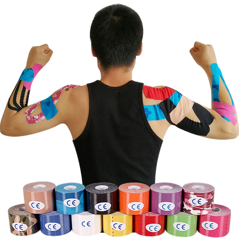 Лучший! Спорт Фитнес Кинезиология Лента Уход Kinesio Roll Хлопок Эластичный клей Мышечная повязка Напряжение Лучший!