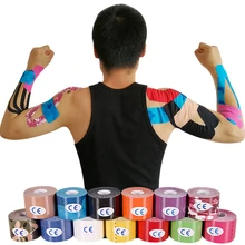 Лучший! Спорт Фитнес Кинезиология Лента Уход Kinesio Roll Хлопок Эластичный клей Мышечная повязка Напряжение Лучший!