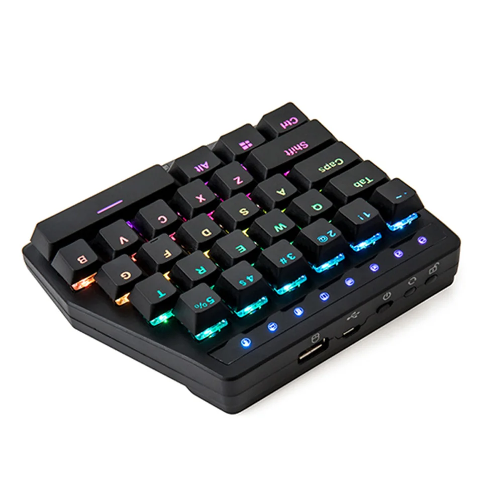 Механическая клавиатура с 28 клавишами и одной рукой Беспроводная для игр Esport PUBG
