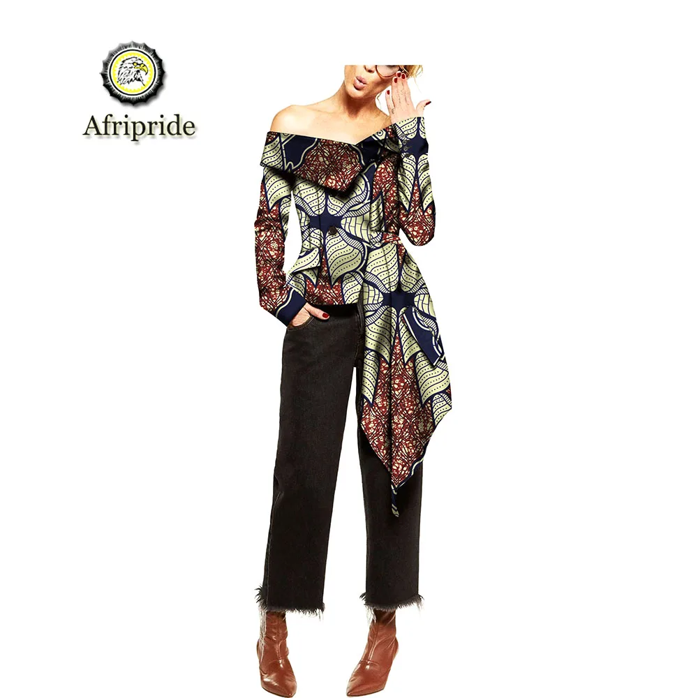 2019 african coats for women AFRIPRIDE bazin riche ankara print pure cotton coats wax batik private custom slash neck S1824019