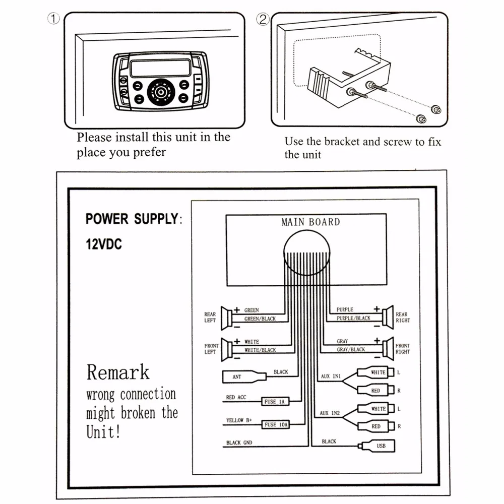 High Power Waterproof Marine Stereo Receiver Bluetooth Audio MP3 Player Sound System AM/FM Use for ATV,UTV,Motorcycle,Yacht car stereo mp3 bluetooth receiver