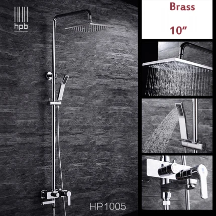 

Bathroom Hot and Cold water Shower Set Thermostat Brass Chrome Wall Mounted Rainfall Shower Faucet 8" 10" with with Hand Shower