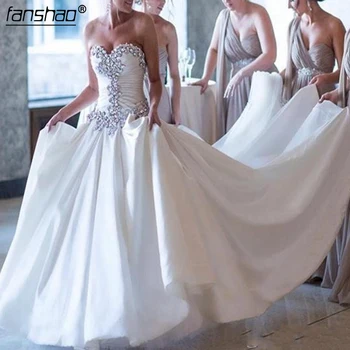 

vestido de novia Romantic Bridal Dress Off Shoulder Fashionable Wedding Gowns Beaded robe de mariee Backless Wedding Dresses