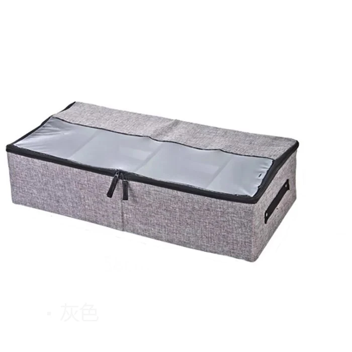 NOOLIM хлопковая и льняная Пылезащитная складная коробка для обуви, большая емкость, регулируемый отсек, коробка для хранения одежды, органайзер для одежды - Цвет: Темно-серый