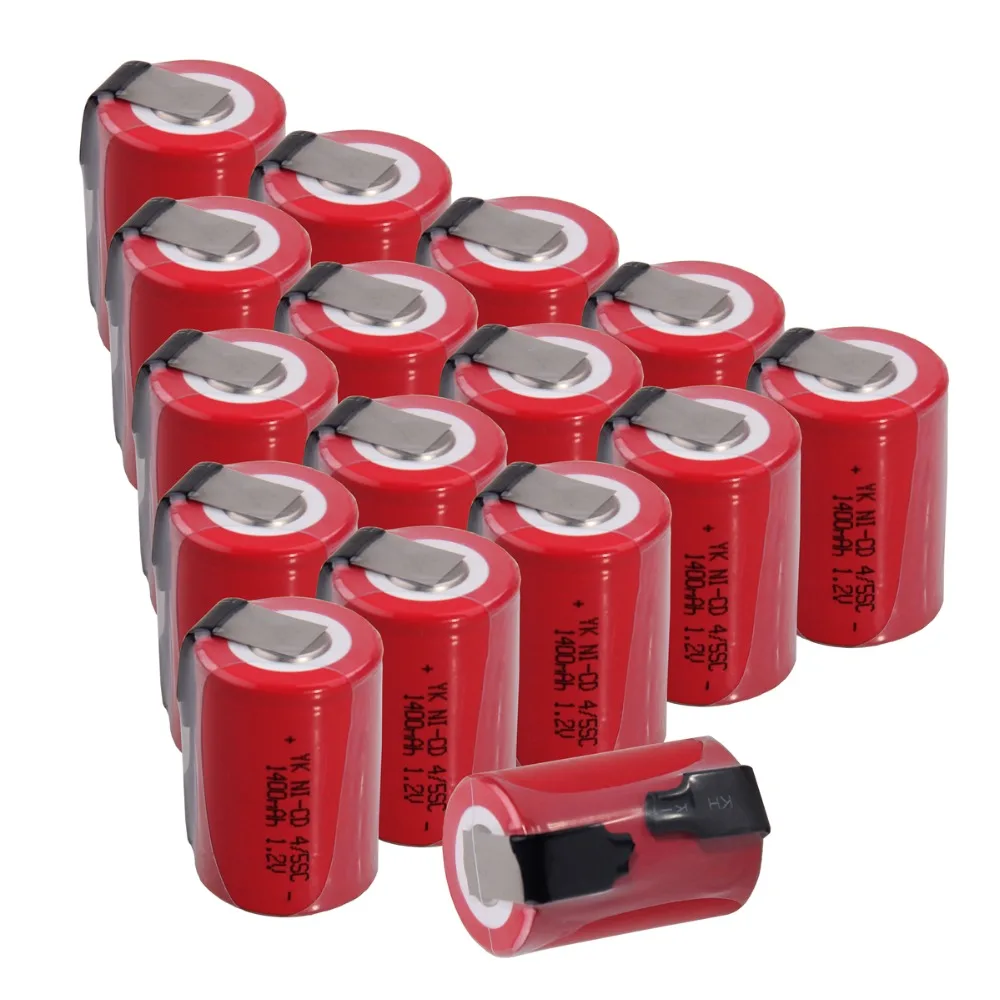 16 pcs 4/5SC 1400mah 1.2v battery NICD rechargeable batteries for