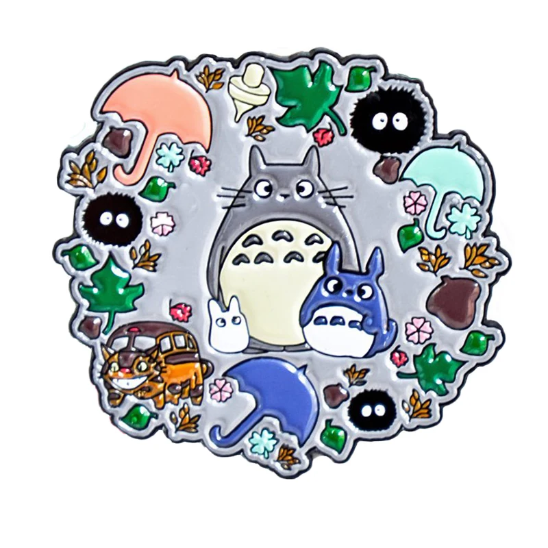 

Kawaii ghibli anime movie lapel pin totoro woodland soot sprite brooch catbus Miyazaki fandom gift art jewelry