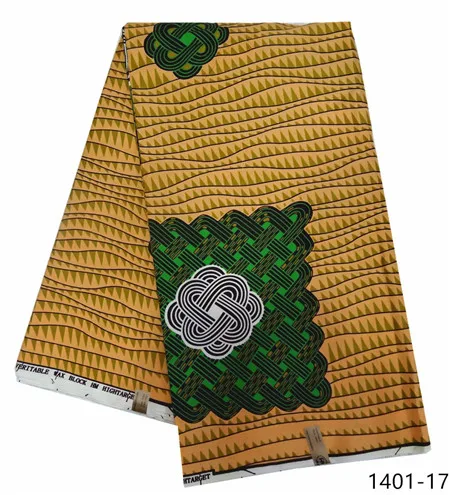 Африканская восковая ткань Java воск полиэстер Анкара ткань для платья гарантированное качество настоящая восковая Ткань для шитья 6 ярдов! 1401-1 - Цвет: 1401-17