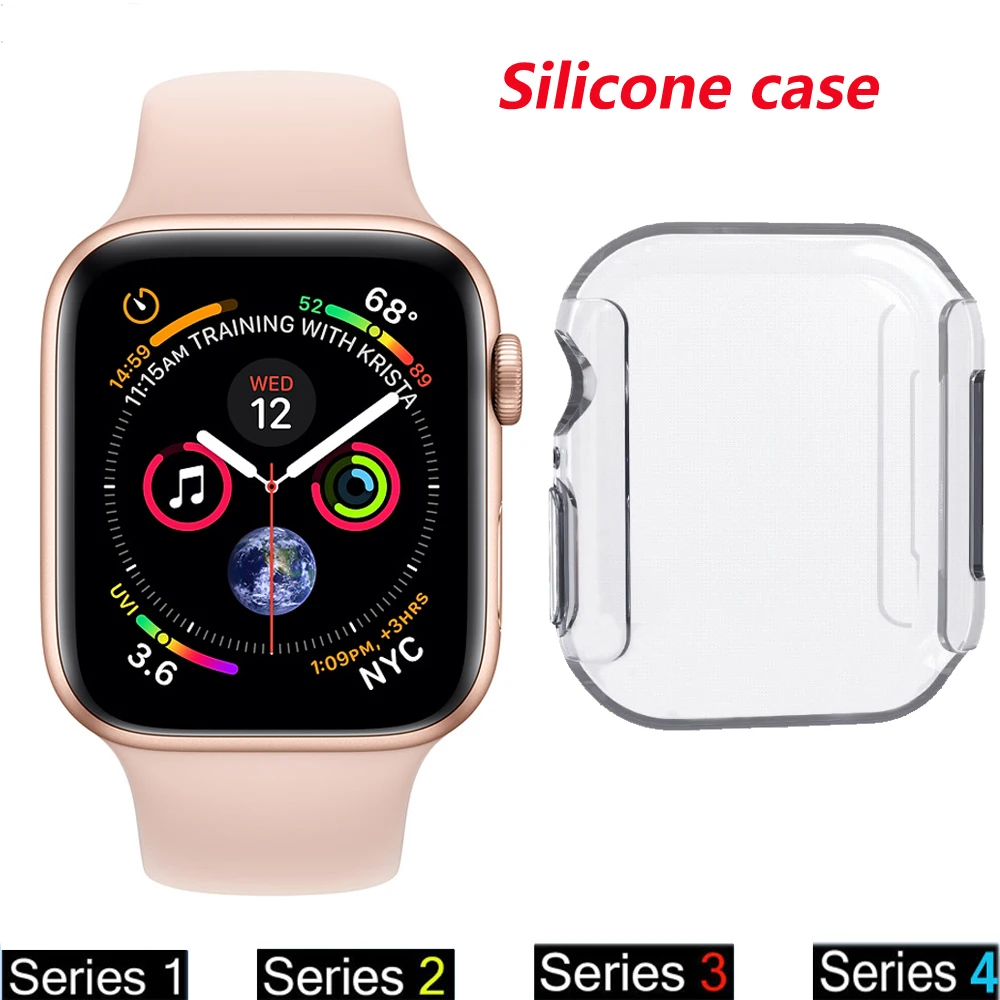 Силиконовый защитный чехол для apple watch band 44 мм 40 42 38 iwatch series 5 4 3 2 Чехол часов