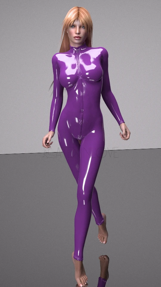 シルバーピーチ ①ラテックス製フロントジッパー式全身スーツ女性用