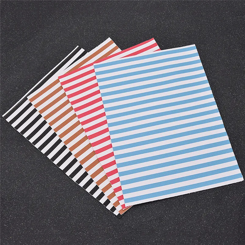 

A5 Stripe Printed Synthetic Leather Fabric 21x15cm PU Sewing Fabric Sheet For Garment Handbags Diy Supplies Accessories