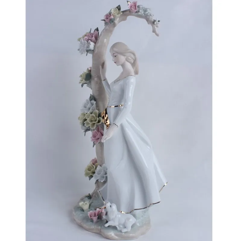 Старинный фарфор цветок сбор девушка миниатюрная статуя ручной работы керамика Belle украшение фигурки подарок украшение R2185