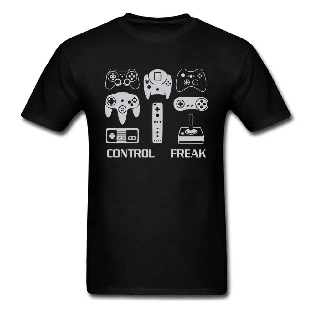 3D Printed O-Neck Top T-shirts Summer Tops & Tees Short Sleeve 2018 Newest 100% Cotton Print Tees Printed On Man Funny Video Game Control Freak 18996 black