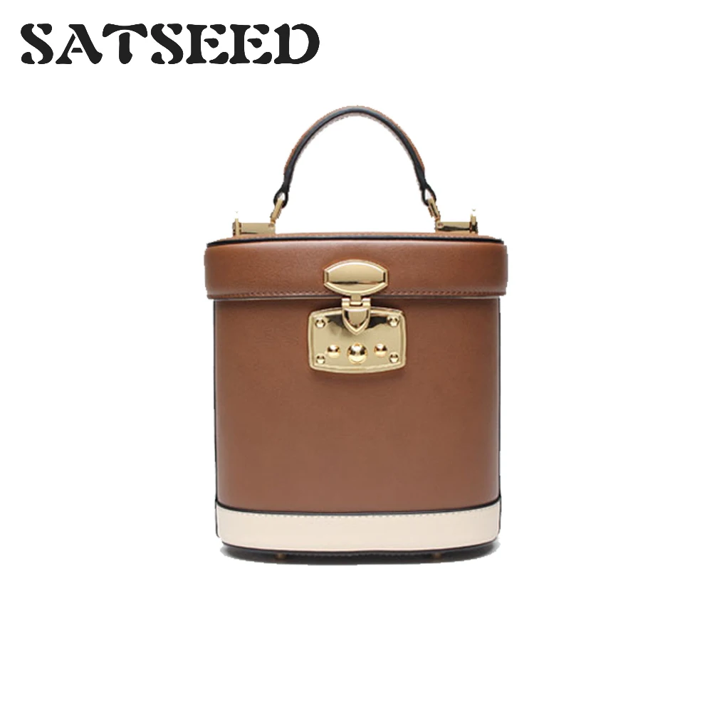 

2018 Autumn / Winter New Fashion Bucket Bag Vintage Medicine Bag Portable Single Shoulder Women's Bag Messenger Panelled Elegant