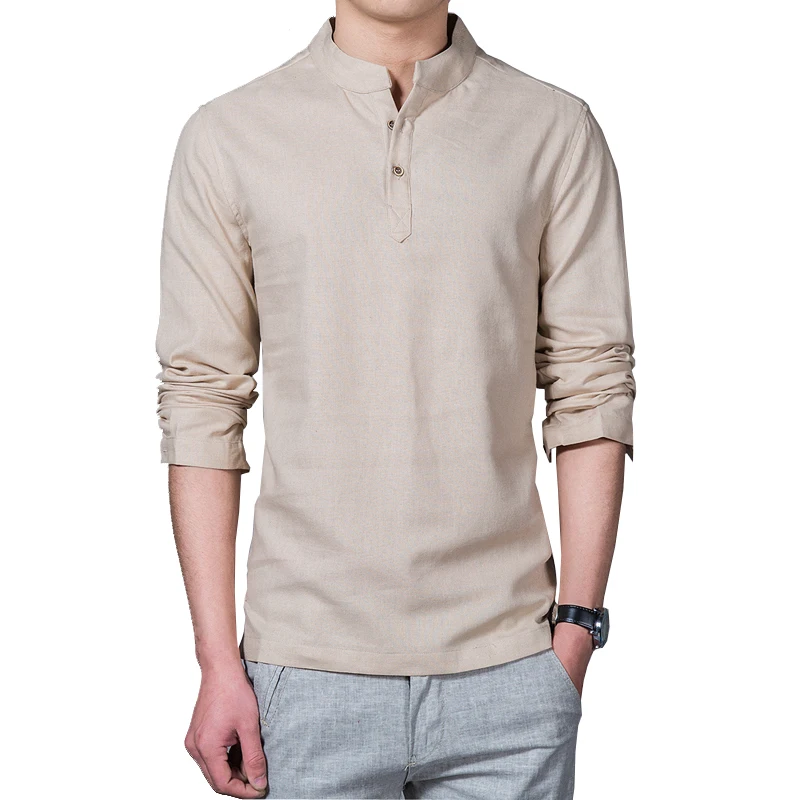 انخفاض الشحن 2018 جديد أزياء الرجال قميص كتان طويل الأكمام عارضة قمصان رجالي تنفس سليم صالح اللباس قمصان M-5XL AXP108