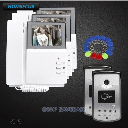 

HOMSECUR 2V3 Color 4.3inch Wired Video Door Entry Phone Call System with One Button Unlock for Home Security