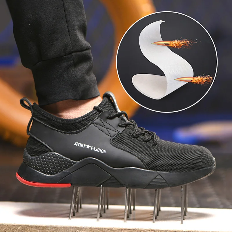 

Men Shoes Work Boots Breathable Work Safety Boot Steel Toe Shoes Anti-smashing Piercing Safety boots male Indestructible Shoes