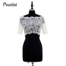 Новое прибытие Свадебные обертывания кружева накладные аппликации на половину рукава Куртка с бисером шаль пальто Свадебные Болеро Вечерние Болеро обычные накидки FWJ1