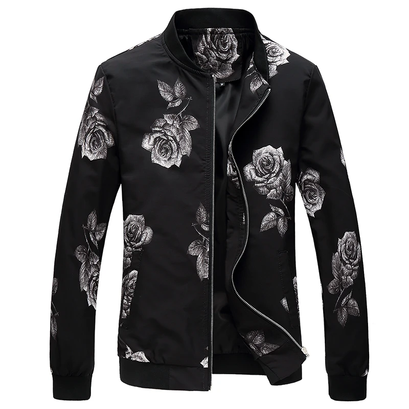 Мужская куртка с цветочным принтом, куртка-бомбер, Модная приталенная мужская куртка и пальто, Chaquetas Hombres Jaquetas, куртка-бомбер размера плюс 6XL