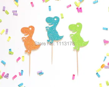 

cute glitter Dinosaur Cupcake Toppers Picks Birthday wedding party cake topper food toothpicks