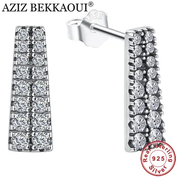 

AZIZ BEKKAOUI Unique Authentic 925 Sterling Silver Stud Earrings With AAA Zirconia Push-Back Clasp Earrings for Office Lady