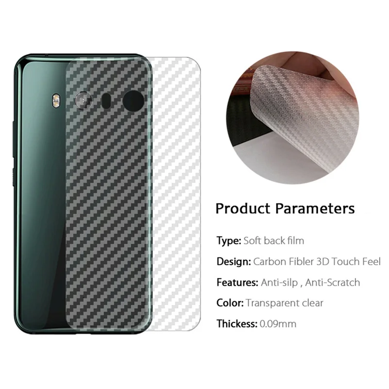10PACK 3D Carbon Fiber Skin Sticker Screen Protector Back Film For HTC U11+ U11 Plus Desire 10 Pro U Play Ultra (Not Glass) | Мобильные