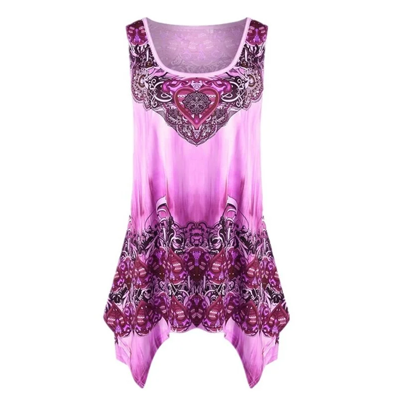  Summer Women Ladies Fashion Graphic Handkerchief Tunic Tops Casual Tank Top