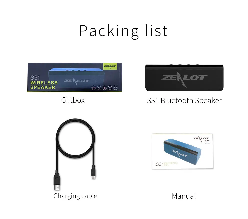 ZEALOT портативный bluetooth динамик беспроводной громкоговоритель звуковая система 10