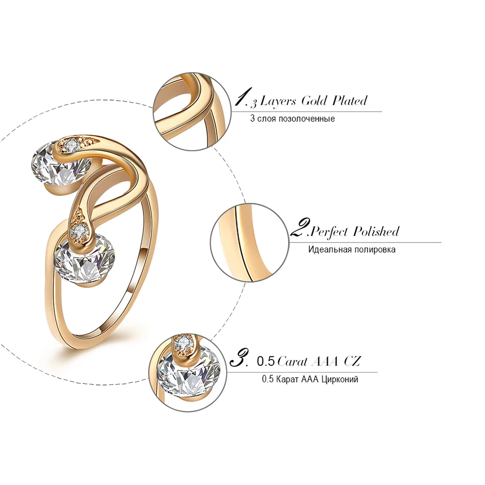 ORSA JEWELS Rings For Women AAA Cubic Zircon Gold-Color Twisted Ring Luxury Female Jewelry Wedding Gift New Arrivals OMR18