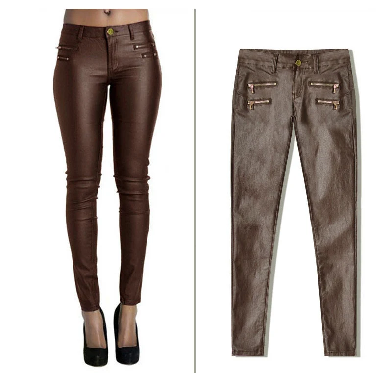 2017 fashion jeans European style trend sexy autumn new body coating pu jeans (8)