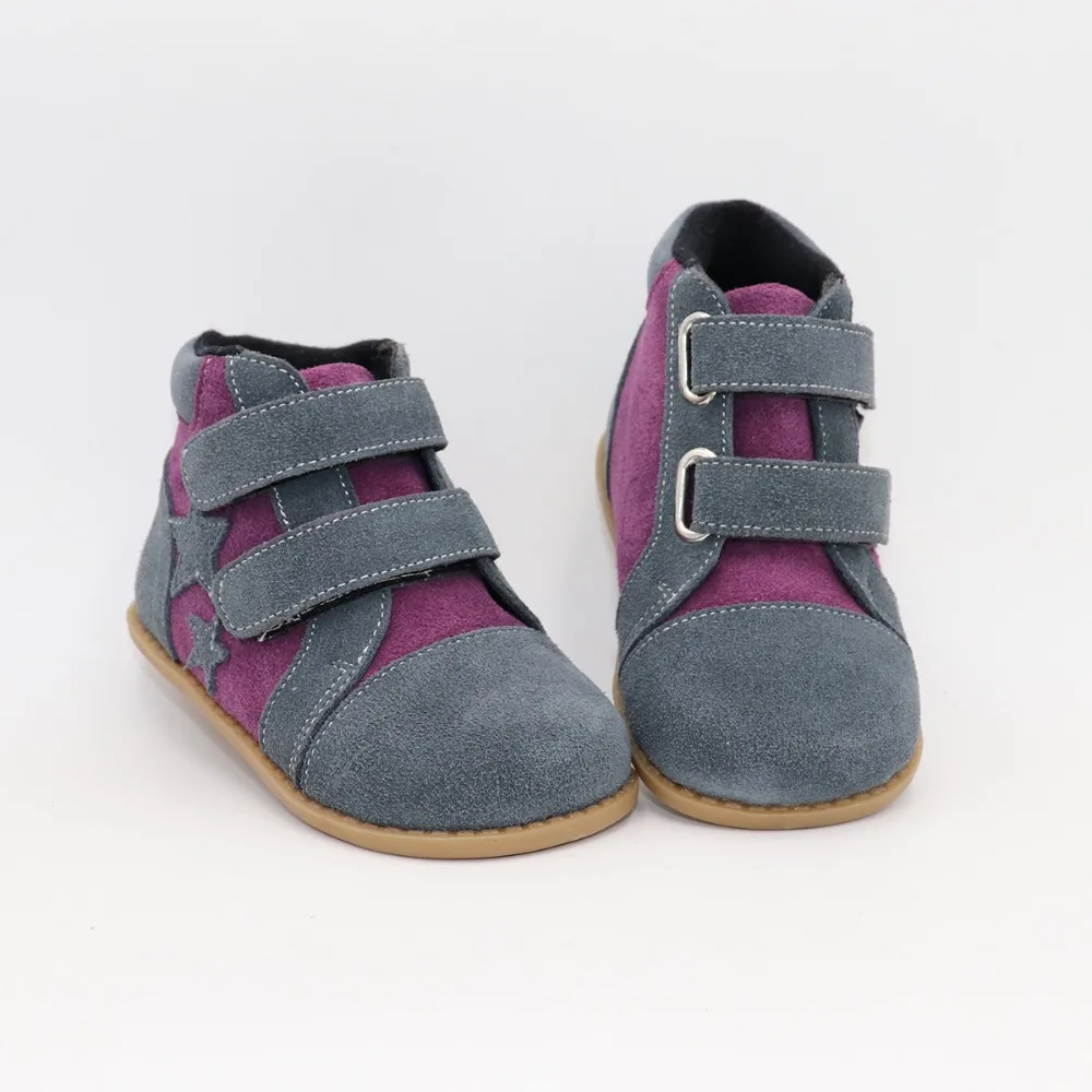 Tipsietoes Новинка 2018 года зимняя детская обувь Босиком кожа Martin Star сапоги и ботинки для девочек детские зимние обувь мальчиков резиново