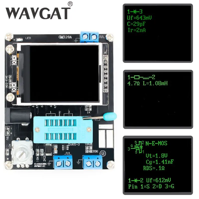 

WAVGAT LCD GM328A Transistor Tester Diode Capacitance ESR Voltage Frequency Meter PWM Square Wave Signal Generator SMT Soldering