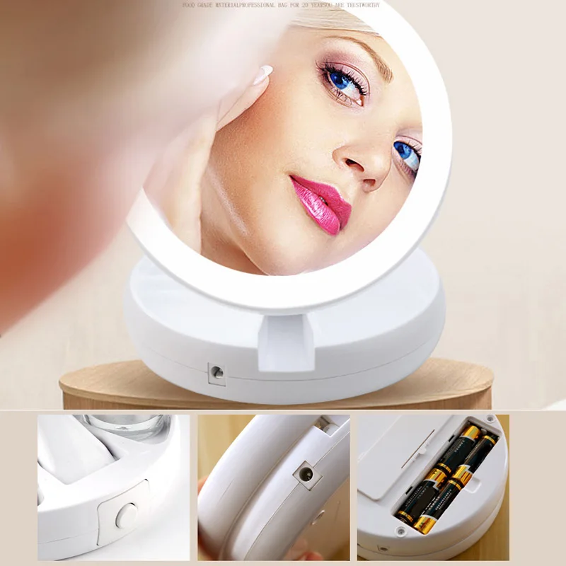 

Universal Foldable LED Makeup Mirror 10X Magnifying Mirrors Desktop Mirror Storage Box universal LED Makeup Mirror