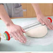 Регулируемая длина Скалка из нержавеющей стали антипригарное скольжение помадка Скалка торт ролик тесто Скалка Инструменты для выпечки