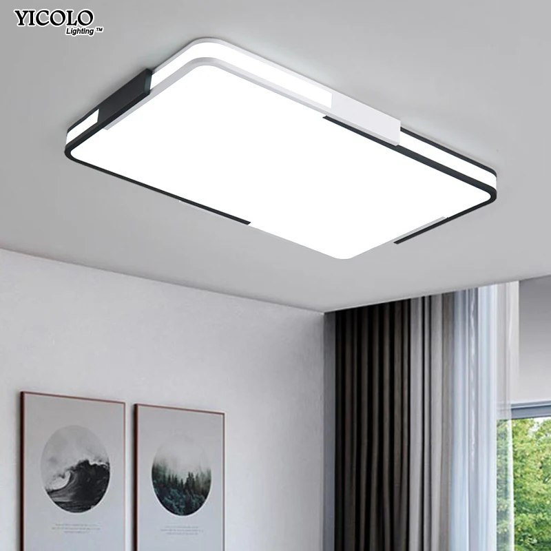 

Iron acrylic led Chandelier For Living Room Bedroom surface mounted white with black Modern Ceiling Chandelier Lamp Fixture dero
